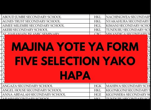 Form Five Selection 2022/2023 – Majina Waliochaguliwa Kidato Cha Tano 2022