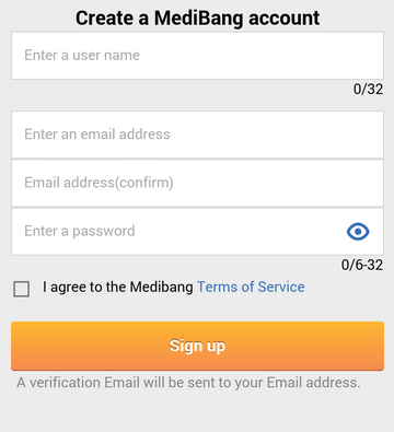 Medibang Sign Up Page